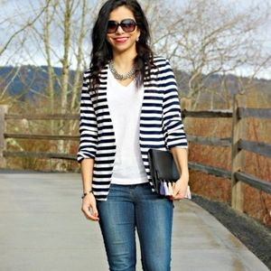 NEW Black and White Striped Blazer sz Large